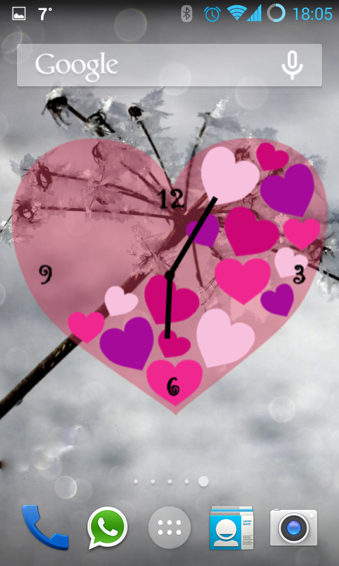 Pink Love Heart Clock screenshot