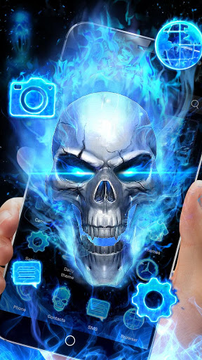 Blue Fire Skull Themes Wallpapers For Android Download Cafe Bazaar