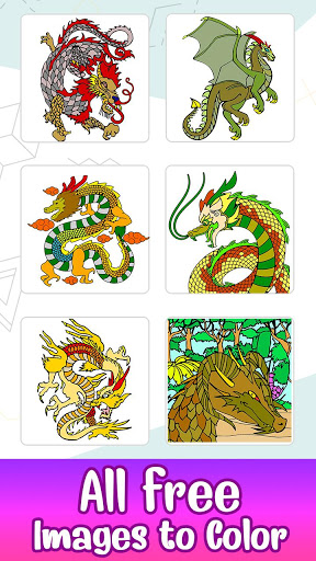 dragons colornumber  crayon glitter book for android