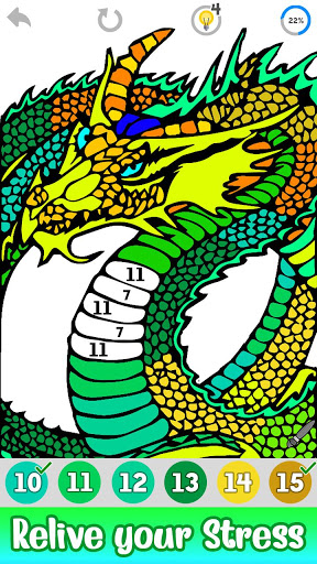 dragons colornumber  crayon glitter book for android