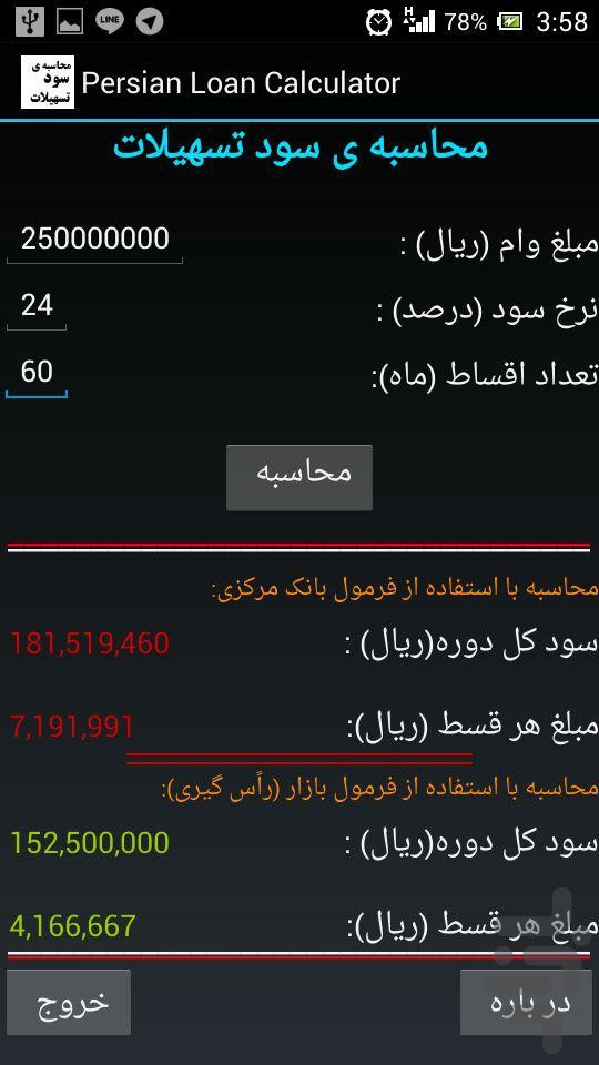 برنامه محاسبه ی سود تسهیلات بانکی دانلود کافه بازار