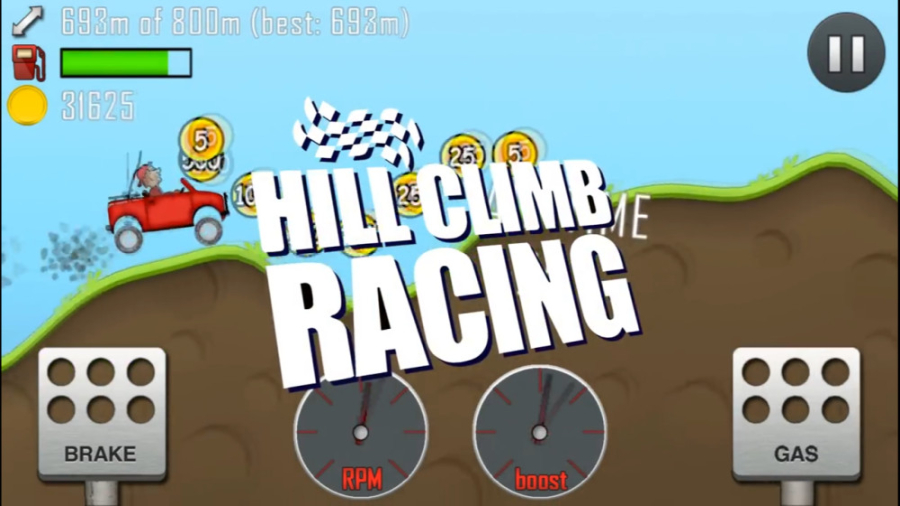 Drive over hills on the moon with physics-based game Hill Climb Racing