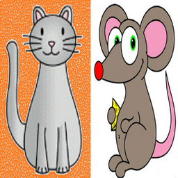 نقاشی موش کوچولو و گربه ملوس