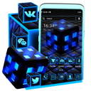 Blue Neon 3D Cube Theme