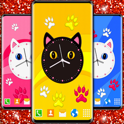 Cute Kitty Clock Wallpaper