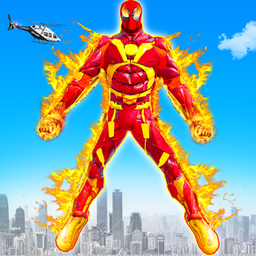 Flying Fire Hero Robot Game