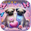 Cute pug dog keyboard