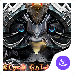 Black gold wild lion APUS launcher theme