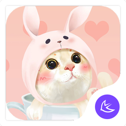 Cute Pink Kitten-APUS Launcher free fashion theme