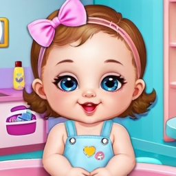 Newborn girl babysitter care