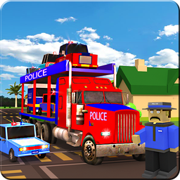Blocky Police Transport Truck
