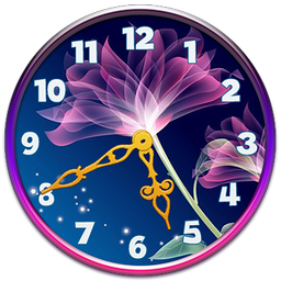 Neon Flowers Clock