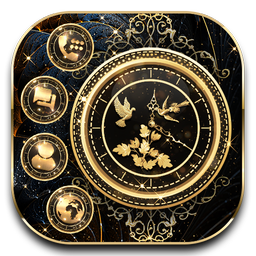 Cool Glitter Vintage Golden Clock Theme