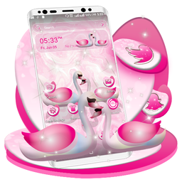 Swan Pink Love Launcher Theme