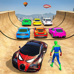 Superhero Car Mega Ramp Jump V