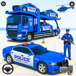 Police Car transporter Game 3D