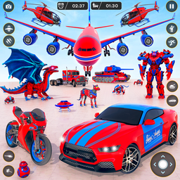 Police Dragon Robot Car Games