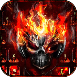 Horror skull Keyboard Theme Fire Skull