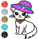 Cute Kitty Coloring Glitter