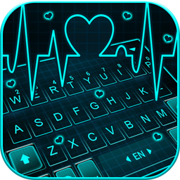 Animated Neon Heart Keyboard Theme