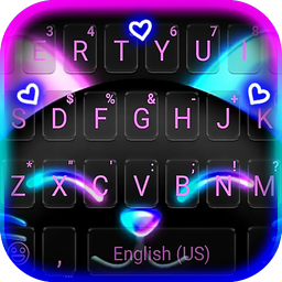 Cute Black Neon Kitty Keyboard Theme