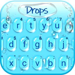 Blue 3d Waterdrops Keyboard Theme