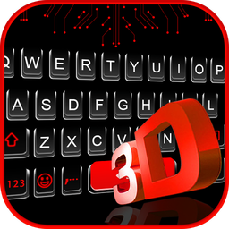Neon 3D Red Keyboard Theme