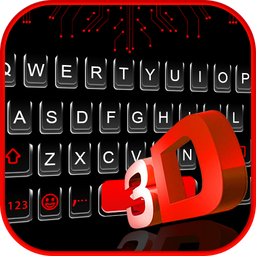 Neon 3D Red Keyboard Theme