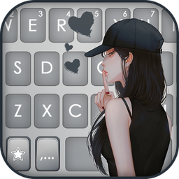 Cool Cap Girl Keyboard Background