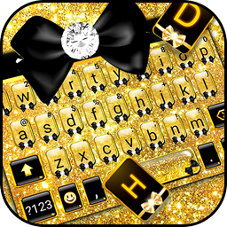 Glitter Golden Bow Keyboard Theme