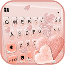 Glitter Rose Gold Hearts Keyboard Theme