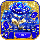 Gold Blue Rose Crystal Keyboard Theme