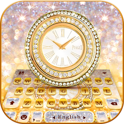 Gold Glitter Clock Keyboard Theme
