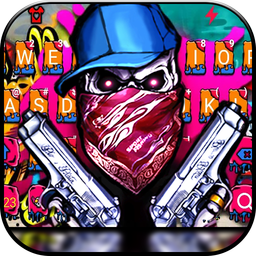 Graffiti Gun Mask Skull Keyboard Theme