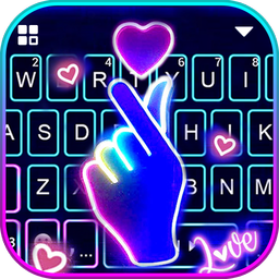 Love Heart Neon Keyboard Theme
