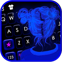 Neon Blue Girl Keyboard Theme
