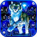 Neon Blue Tiger King Keyboard Theme