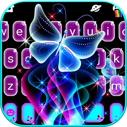 Neon Butterfly Sparkle Keyboard Theme