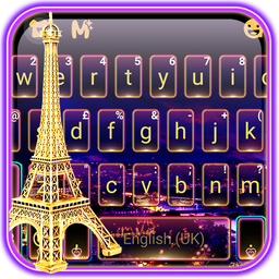 Neon Paris Night Tower Keyboard Theme