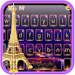 Neon Paris Night Tower Keyboard Theme