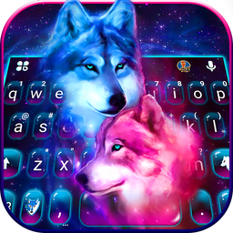 Neon Wolf Galaxy Keyboard Them