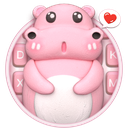 3D Pink Cute Hippo Theme