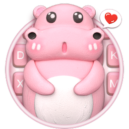 3D Pink Cute Hippo Theme