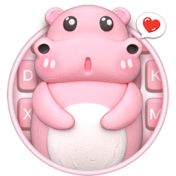 3D Pink Cute Hippo Theme