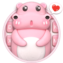 3D Pink Cute Hippo Theme