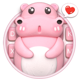 3D Pink Cute Hippo Theme