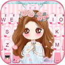 Pink Floral Girl Keyboard Them