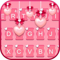 Pink Heart Pearls Keyboard Theme