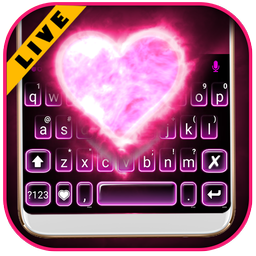 Pink Neon Heart 2 Keyboard Theme