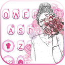 Pink Roses Girl Keyboard Theme